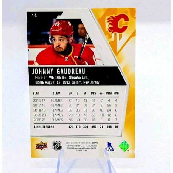 Johnny Gaudreau #14 Upper Deck 2021-22 SP 50/299 - Picture 8 of 8